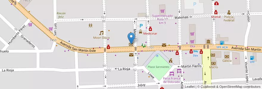 Mapa de ubicacion de Santander Río en Argentinien, Misiones, Departamento Eldorado, Municipio De Eldorado, Eldorado.