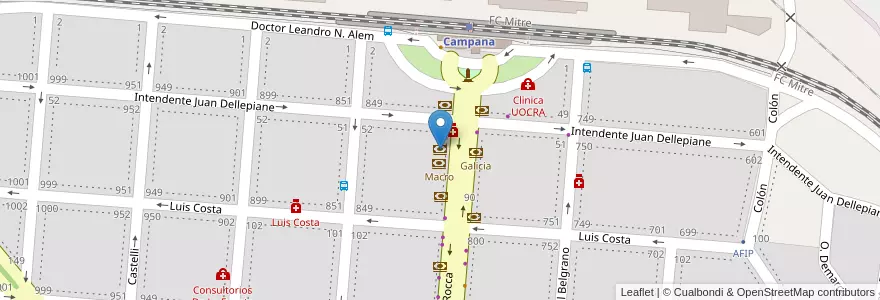 Mapa de ubicacion de Santander Rio en Arjantin, Buenos Aires, Partido De Campana.