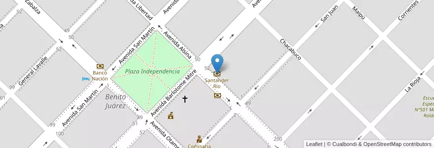 Mapa de ubicacion de Santander Río en Arjantin, Buenos Aires, Partido De Benito Juárez, Benito Juárez.