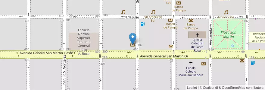 Mapa de ubicacion de Santander rio en 아르헨티나, La Pampa, Municipio De Santa Rosa, Departamento Capital, Santa Rosa.