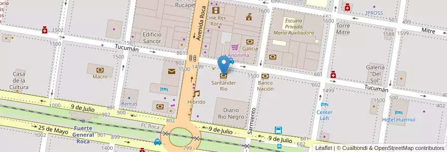 Mapa de ubicacion de Santander Río en Аргентина, Рио-Негро, Хенераль-Рока, Departamento General Roca, General Roca.