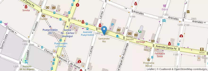 Mapa de ubicacion de Santander Río en Arjantin, Ciudad Autónoma De Buenos Aires, Comuna 2, Buenos Aires.