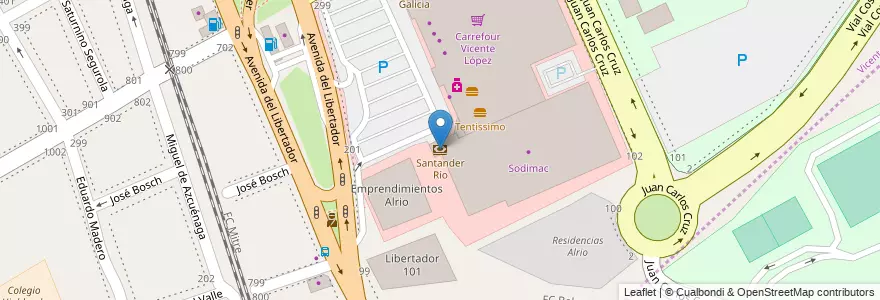 Mapa de ubicacion de Santander Río en Аргентина, Partido De Vicente López, Comuna 13, Vicente López.