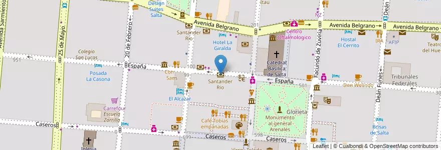 Mapa de ubicacion de Santander Río en Argentinië, Salta, Capital, Municipio De Salta, Salta.