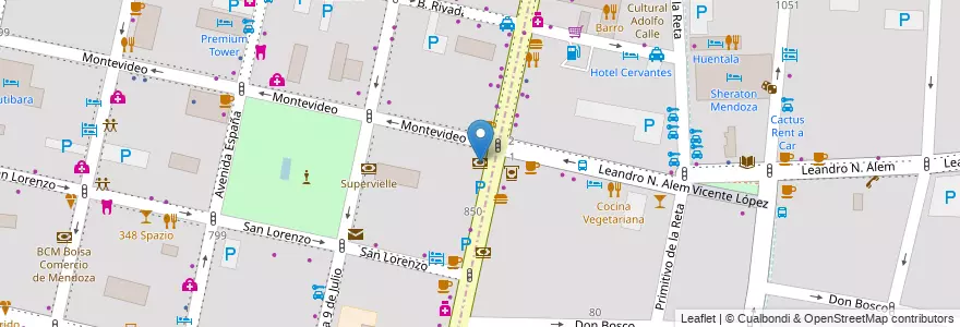 Mapa de ubicacion de Santander Río en Argentina, Chile, Mendoza, Departamento Capital, Sección 2ª Barrio Cívico, Ciudad De Mendoza.