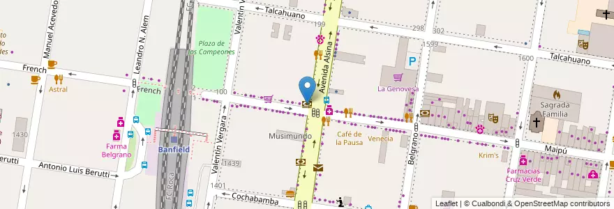 Mapa de ubicacion de Santander Río en Argentina, Buenos Aires, Partido De Lomas De Zamora, Banfield.
