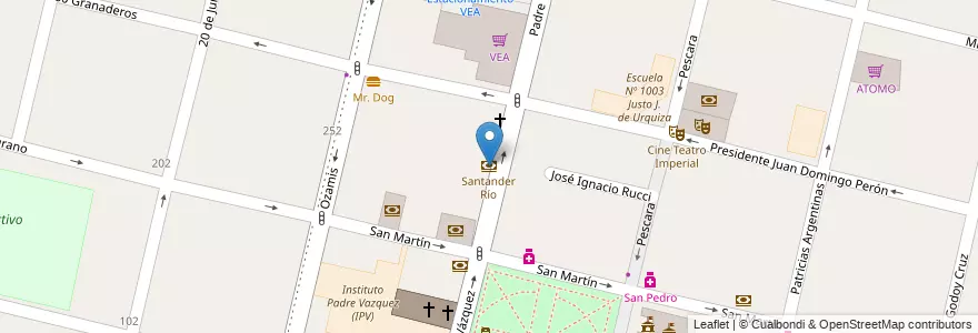 Mapa de ubicacion de Santander Río en Аргентина, Чили, Мендоса, Departamento Maipú, Distrito Ciudad De Maipú, Maipú.
