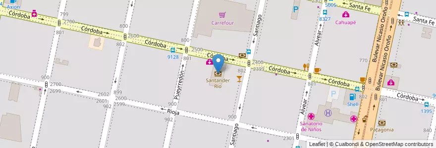 Mapa de ubicacion de Santander Río en Argentine, Santa Fe, Departamento Rosario, Municipio De Rosario, Rosario.