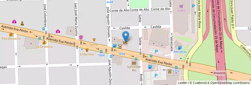 Mapa de ubicacion de Santander Río en آرژانتین, سانتافه, Departamento Rosario, Municipio De Rosario, تسبیح.