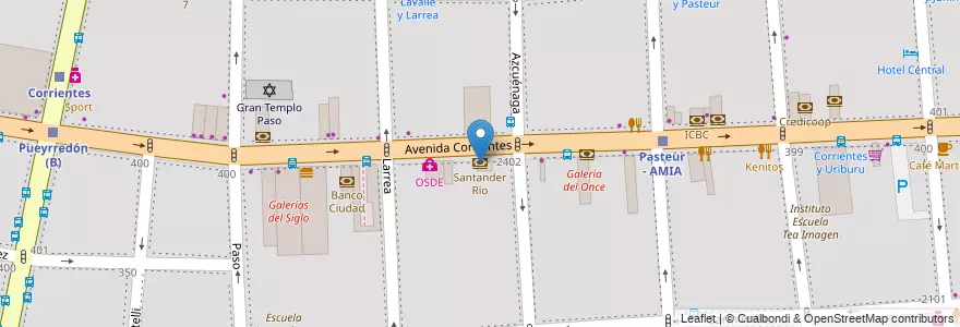 Mapa de ubicacion de Santander Río, Balvanera en アルゼンチン, Ciudad Autónoma De Buenos Aires, Comuna 3, ブエノスアイレス.