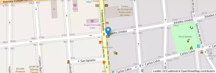 Mapa de ubicacion de Santander Río, Boedo en 아르헨티나, Ciudad Autónoma De Buenos Aires, Comuna 5, 부에노스아이레스.