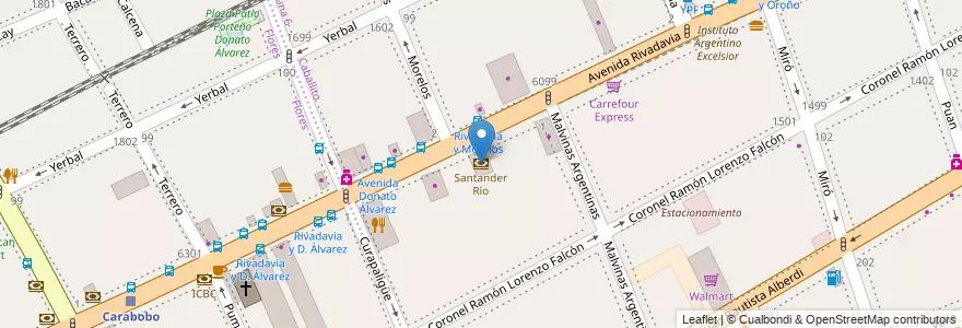 Mapa de ubicacion de Santander Río, Caballito en Argentina, Autonomous City Of Buenos Aires, Comuna 7, Autonomous City Of Buenos Aires, Comuna 6.