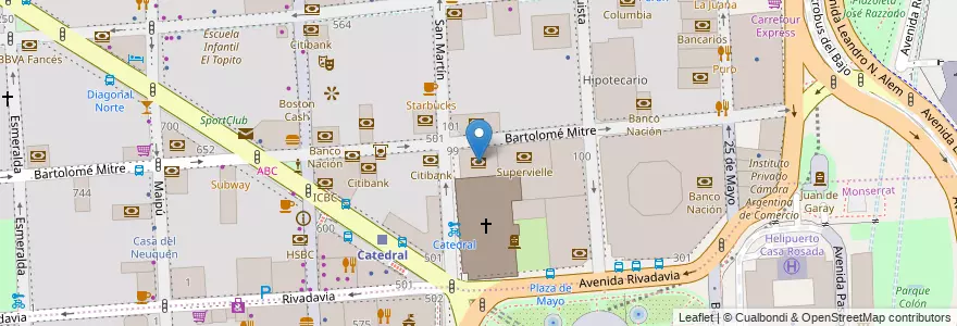 Mapa de ubicacion de Santander Río - Casa Central, San Nicolas en Argentinien, Ciudad Autónoma De Buenos Aires, Comuna 1, Buenos Aires.