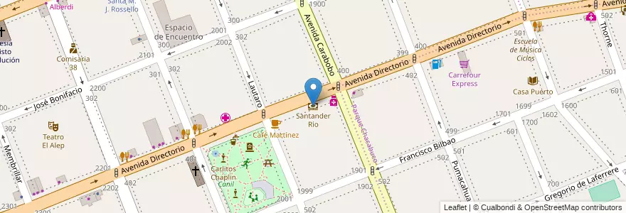 Mapa de ubicacion de Santander Río, Flores en الأرجنتين, Ciudad Autónoma De Buenos Aires, Comuna 7, Buenos Aires.