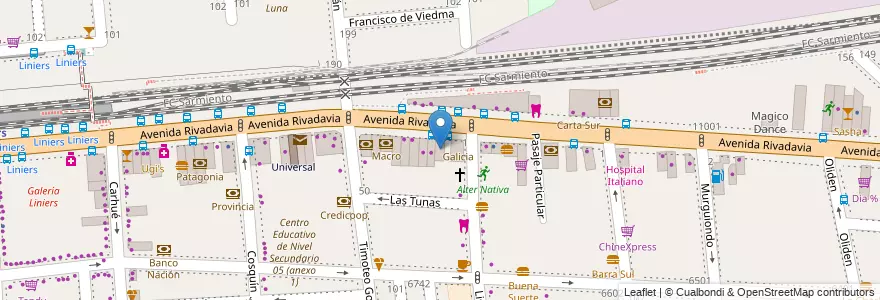Mapa de ubicacion de Santander Río, Liniers en 阿根廷, Ciudad Autónoma De Buenos Aires, Comuna 9, 布宜诺斯艾利斯.