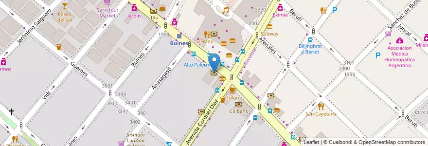 Mapa de ubicacion de Santander Río, Palermo en Argentinien, Ciudad Autónoma De Buenos Aires, Comuna 2, Buenos Aires.