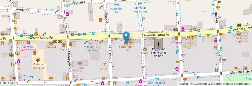 Mapa de ubicacion de Santander Río, Recoleta en Argentina, Ciudad Autónoma De Buenos Aires, Comuna 2, Comuna 1, Buenos Aires.