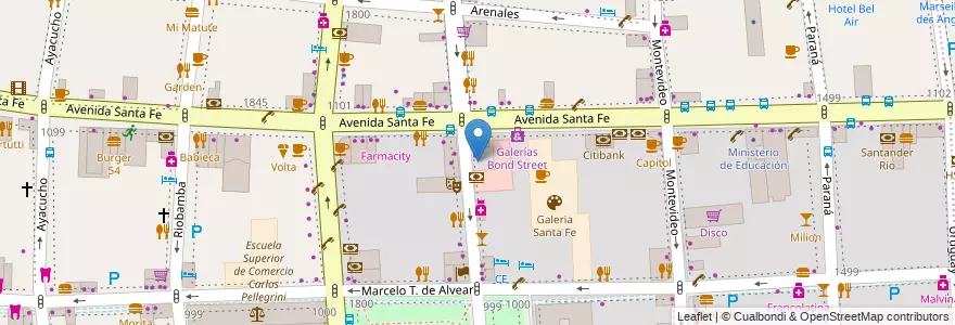 Mapa de ubicacion de Santander Río, Recoleta en アルゼンチン, Ciudad Autónoma De Buenos Aires, Comuna 2, ブエノスアイレス.