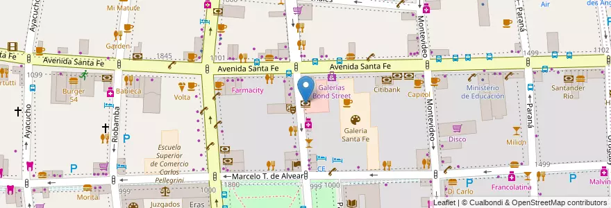 Mapa de ubicacion de Santander Río, Recoleta en الأرجنتين, Ciudad Autónoma De Buenos Aires, Comuna 2, Buenos Aires.