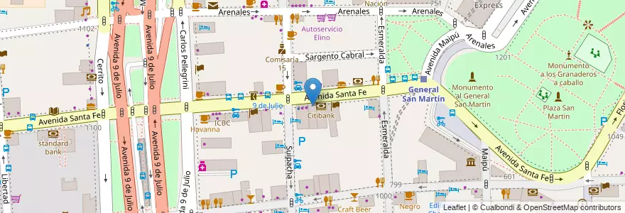 Mapa de ubicacion de Santander Río, Retiro en アルゼンチン, Ciudad Autónoma De Buenos Aires, Comuna 1, ブエノスアイレス.