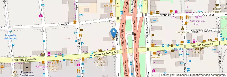 Mapa de ubicacion de Santander Río, Retiro en 아르헨티나, Ciudad Autónoma De Buenos Aires, Comuna 1, 부에노스아이레스.