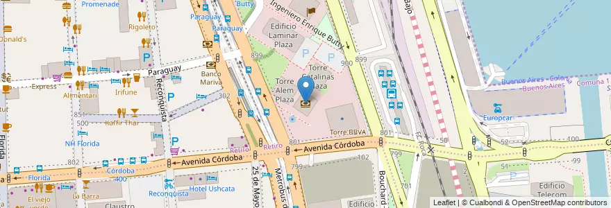 Mapa de ubicacion de Santander Río, Retiro en الأرجنتين, Ciudad Autónoma De Buenos Aires, Comuna 1, Buenos Aires.