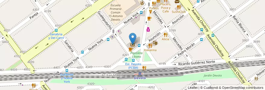Mapa de ubicacion de Santander Río, Villa Devoto en Аргентина, Буэнос-Айрес, Буэнос-Айрес, Comuna 11.
