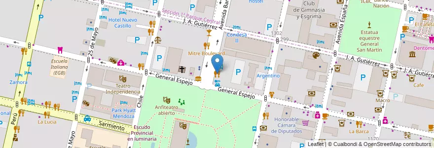 Mapa de ubicacion de Santi en Аргентина, Чили, Мендоса, Departamento Capital, Ciudad De Mendoza.