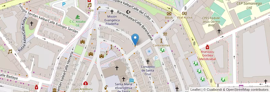 Mapa de ubicacion de Santiago en İspanya, Bask Bölgesi, Araba/Álava, Gasteizko Kuadrilla/Cuadrilla De Vitoria, Vitoria-Gasteiz.