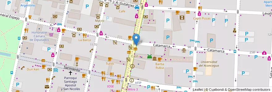 Mapa de ubicacion de Santiago en Arjantin, Şili, Mendoza, Departamento Capital, Ciudad De Mendoza, Sección 3ª Parque O'Higgins.