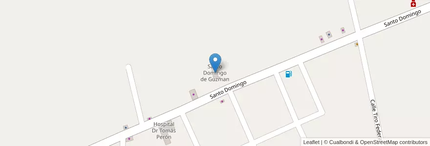 Mapa de ubicacion de Santo Domingo de Guzman en Argentina, San Juan, Chile, Iglesia.