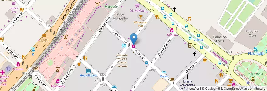 Mapa de ubicacion de Santo Remedio, Palermo en Argentine, Ciudad Autónoma De Buenos Aires, Buenos Aires, Comuna 14.