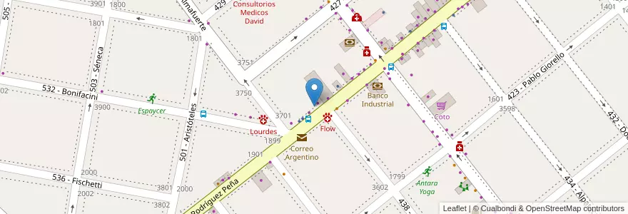 Mapa de ubicacion de Santos Barriles en アルゼンチン, ブエノスアイレス州, Partido De Tres De Febrero, Santos Lugares.