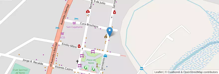 Mapa de ubicacion de Santos Guayama en 아르헨티나, Córdoba, Departamento San Alberto, Municipio De Nono, Pedanía Nono, Nono.