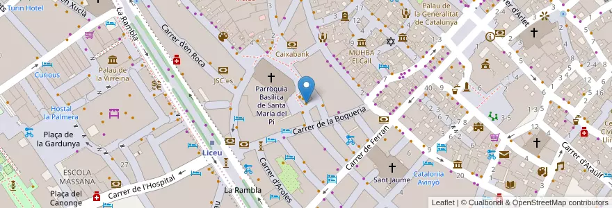 Mapa de ubicacion de Santos Tapas en İspanya, Catalunya, Barcelona, Barcelonès, Barcelona.