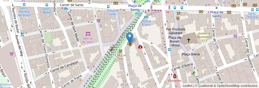 Mapa de ubicacion de Sants Teatre del Centre en Испания, Каталония, Барселона, Барселонес, Барселона.