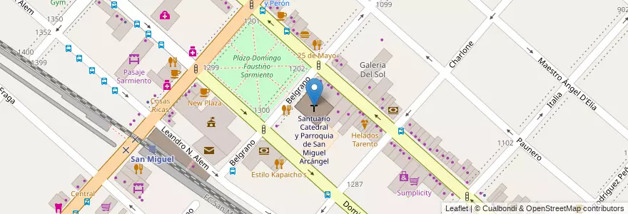 Mapa de ubicacion de Santuario Catedral y Parroquia de San Miguel Arcángel en Argentina, Buenos Aires, Partido De San Miguel, San Miguel.