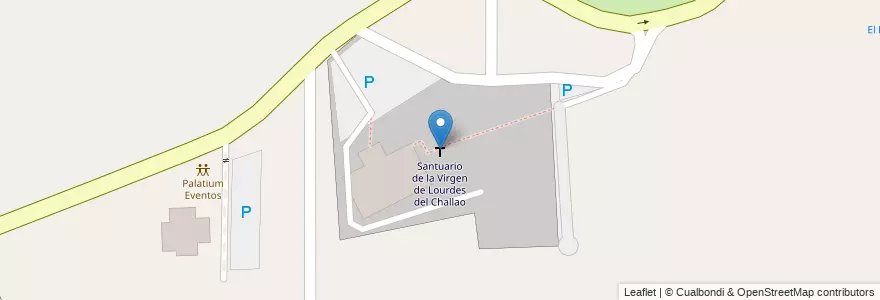 Mapa de ubicacion de Santuario de la Vírgen de Lourdes del Challao en Arjantin, Şili, Mendoza, Departamento Las Heras, Distrito El Challao.