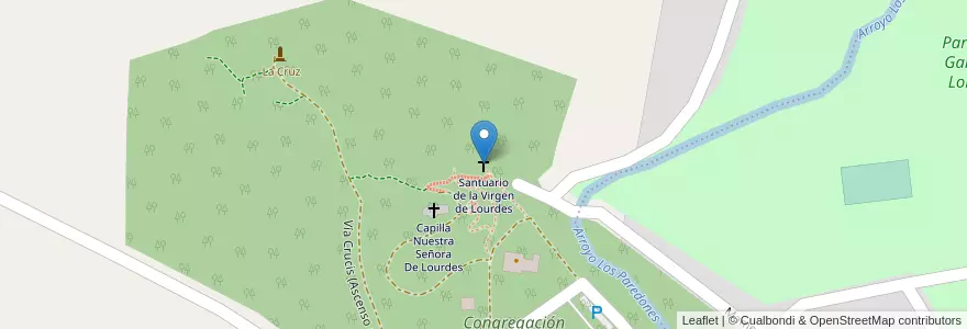 Mapa de ubicacion de Santuario de la Virgen de Lourdes en Arjantin, Córdoba, Departamento Santa María, Pedanía Alta Gracia, Municipio De Alta Gracia, Alta Gracia.