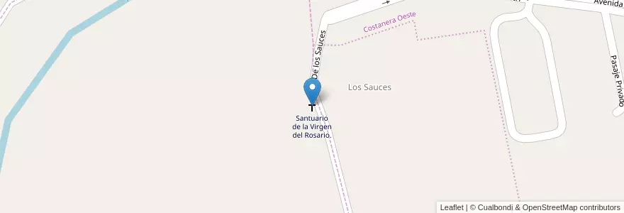 Mapa de ubicacion de Santuario de la Virgen del Rosario. en アルゼンチン, コルドバ州, Departamento Río Segundo, Pedanía Villa Del Rosario, Municipio De Villa Del Rosario, Villa Del Rosario.