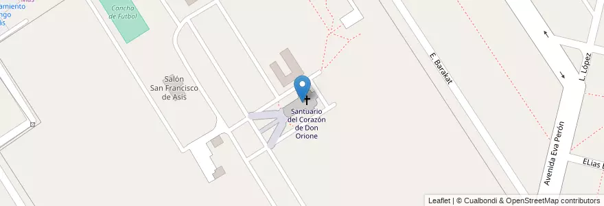 Mapa de ubicacion de Santuario del Corazón de Don Orione en آرژانتین, استان بوئنوس آیرس, Partido De Almirante Brown, San Francisco De Asís.