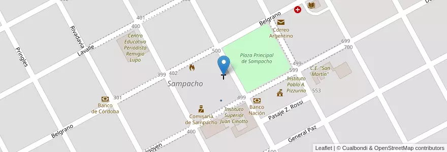 Mapa de ubicacion de Santuario Nuestra Señora de La Consolata en Argentine, Córdoba, Departamento Río Cuarto, Pedanía Achiras, Municipio De Sampacho, Sampacho.