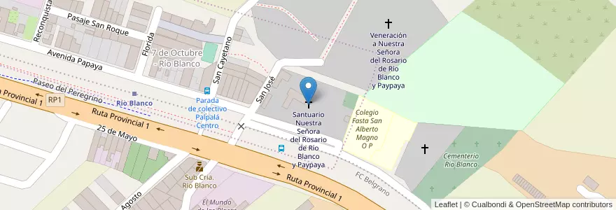 Mapa de ubicacion de Santuario Nuestra Señora del Rosario de Río Blanco y Paypaya en الأرجنتين, Jujuy, Departamento Palpalá, Municipio De Palpalá.