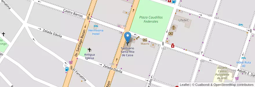 Mapa de ubicacion de Santuario Santa Rita de Casia en Arjantin, La Rioja, Departamento Chilecito, Chilecito.