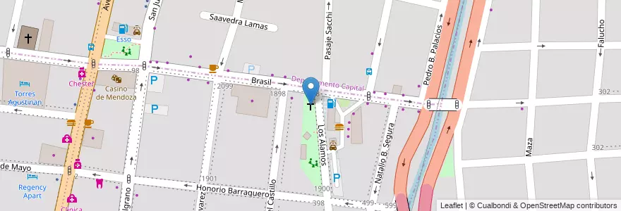 Mapa de ubicacion de Santuario Virgen del Rosario de San Nicolás en آرژانتین, شیلی, Mendoza, Godoy Cruz, Departamento Godoy Cruz, Distrito Ciudad De Godoy Cruz.