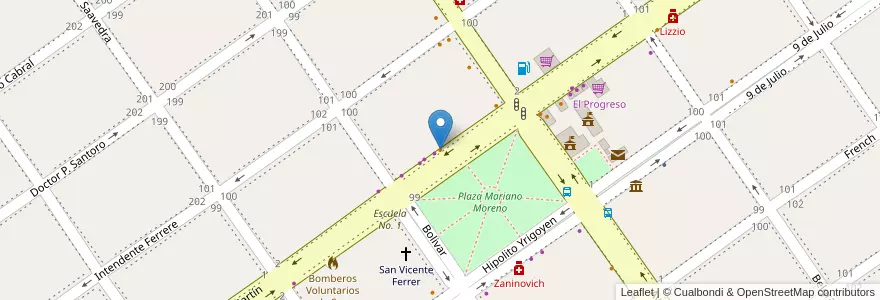 Mapa de ubicacion de Sanvi Center en Argentina, Buenos Aires, Partido De San Vicente.