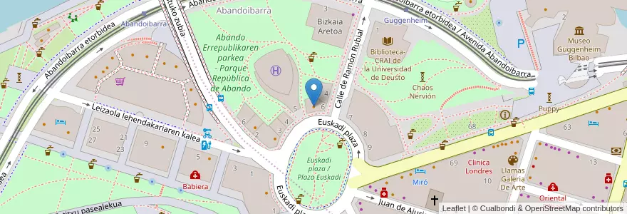 Mapa de ubicacion de SanwiCoffee en İspanya, Bask Bölgesi, Bizkaia, Bilboaldea, Bilbao.