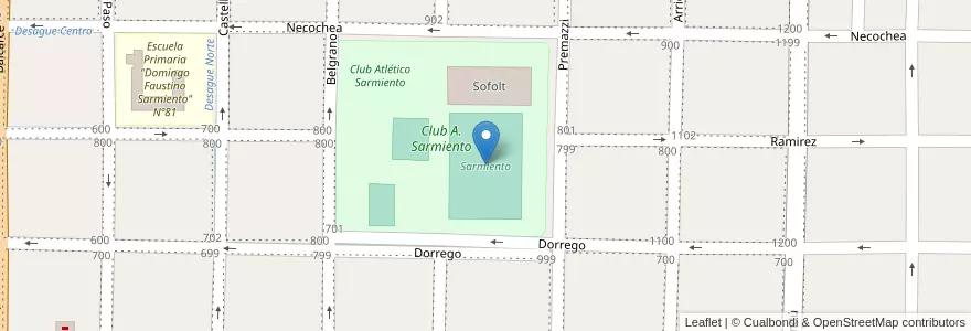 Mapa de ubicacion de Sarmiento en Аргентина, Междуречье, Departamento Villaguay, Distrito Lucas Al Sud, Villaguay.
