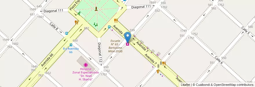 Mapa de ubicacion de Sarmiento, Casco Urbano en アルゼンチン, ブエノスアイレス州, Partido De La Plata, La Plata.