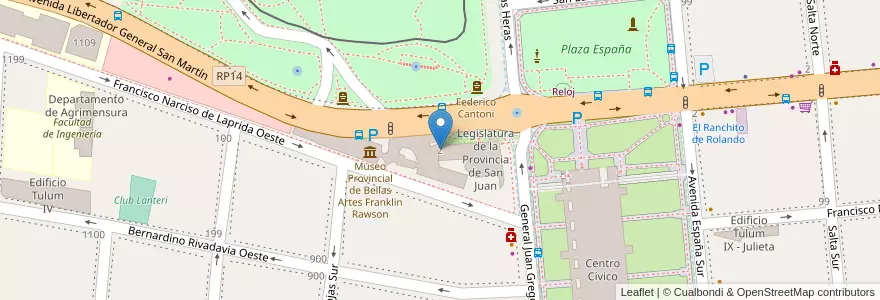 Mapa de ubicacion de Sarmiento Legislador en Arjantin, San Juan, Şili, Capital.